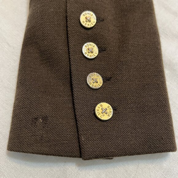 VTG Sonia Rykiel Paris Brown Wool Blazer Jacket Frence Size 8-10 Gold Button - Picture 13 of 14